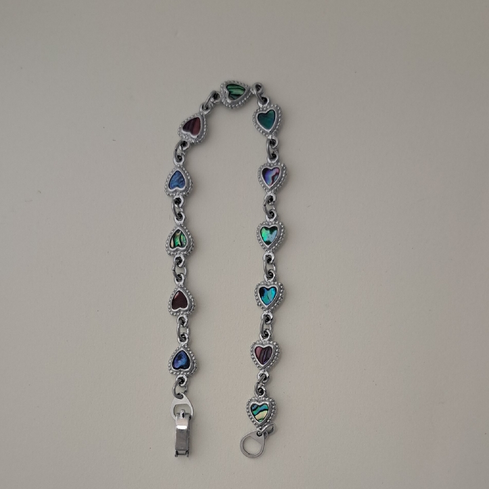 Stainless Steel Heart Semi Precious Gemstone Bracelet